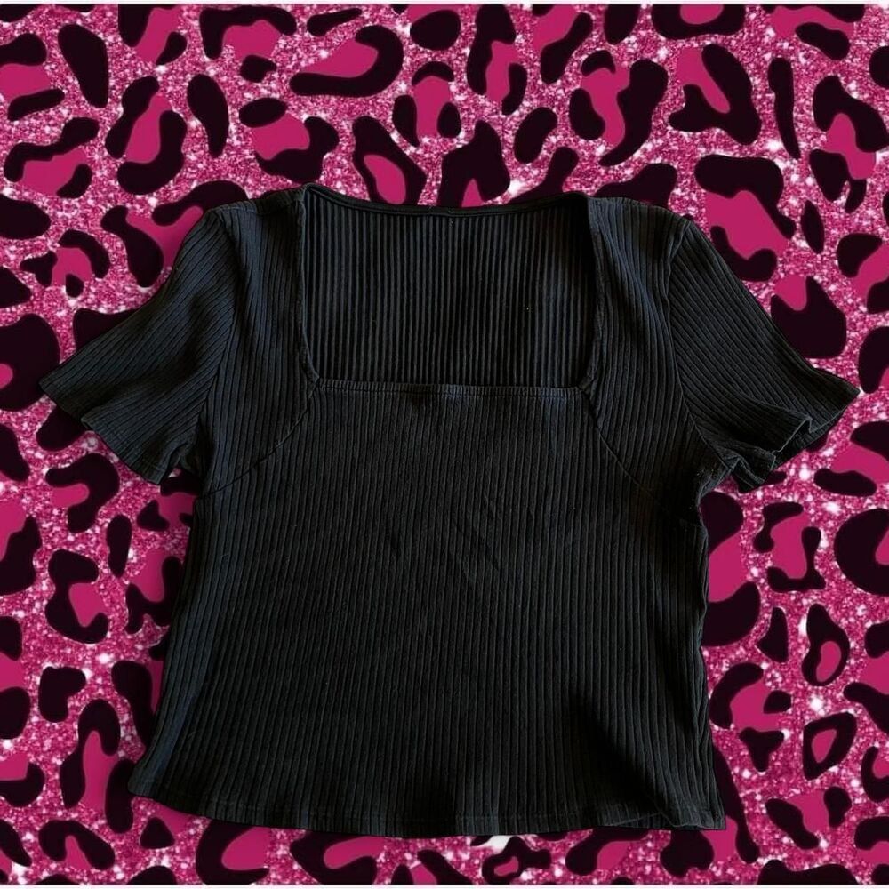 Women's Square Neck Black Top